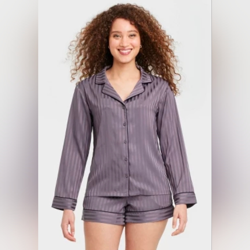 Auden Women's Deep Purple Striped Pajama Set
